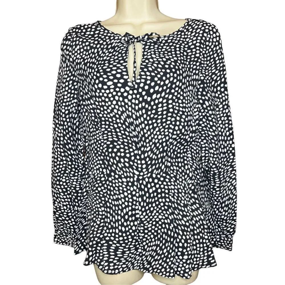 Donna Karen Black & White Polk-a-Dot Blouse NWT Size XS